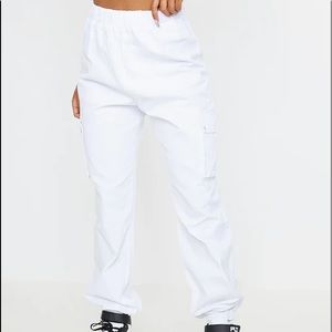 White Pocket Detail Cargo Pants